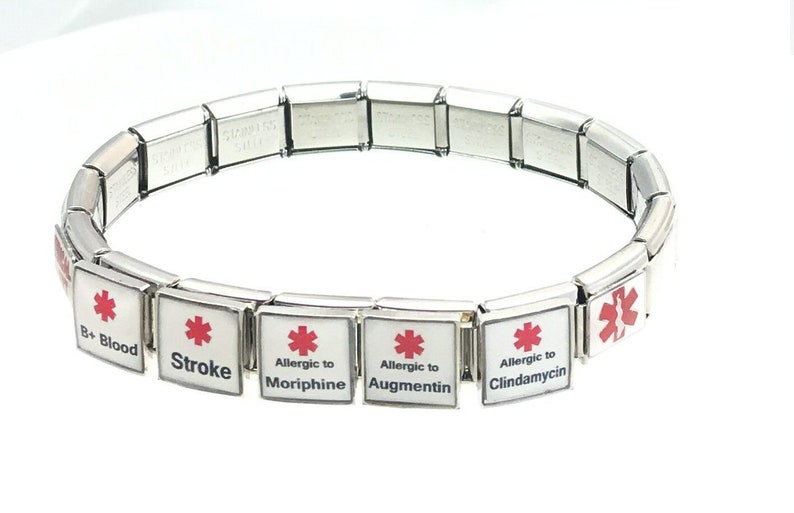 Medical Alert Italian Charm Bracelet Any Allergy or Medical Etsy