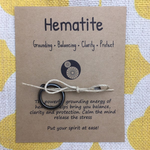 Hematite Stone Ring NON Magnetic 6mm wide Healing Strength Energy Grounding Personalized Gift Card Sizes 5 1/4 - 12