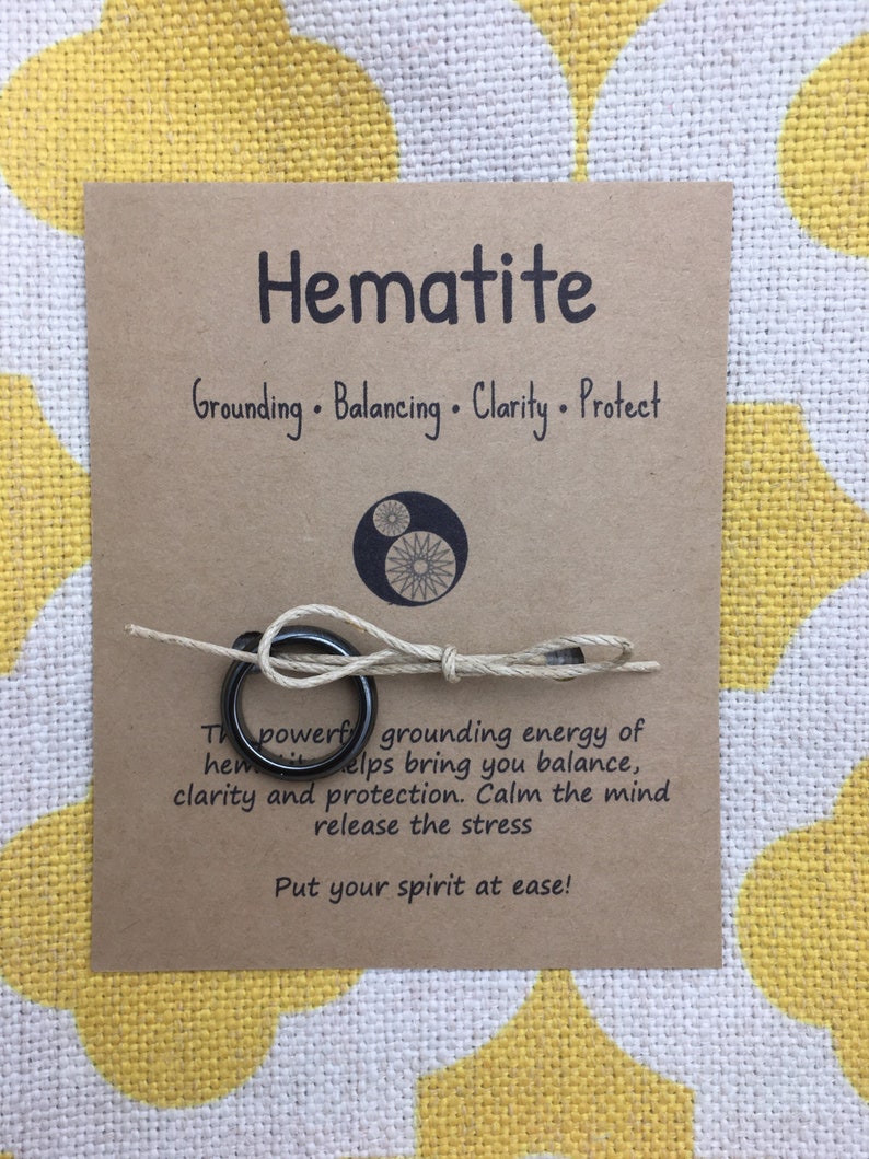 Hematite Stone Ring Magnetic 6mm wide Healing Strength Energy Grounding Personalized Gift Card Sizes 5 1/4 - 12 1/2 