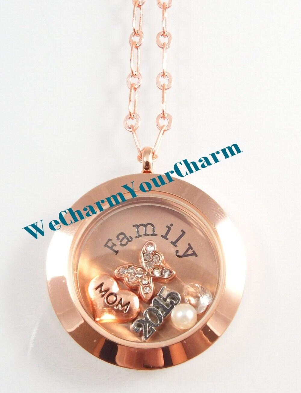 Custom MOM Family Rose Gold Floating 