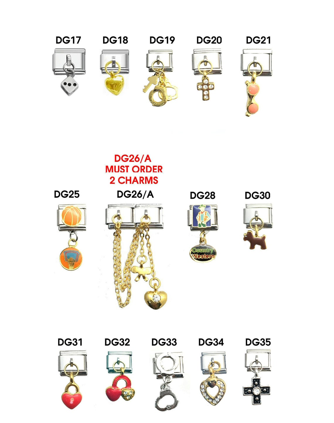 Dangle Italian Charms 1.99 Each Your Choice Unicorn Owl Paw Etsy