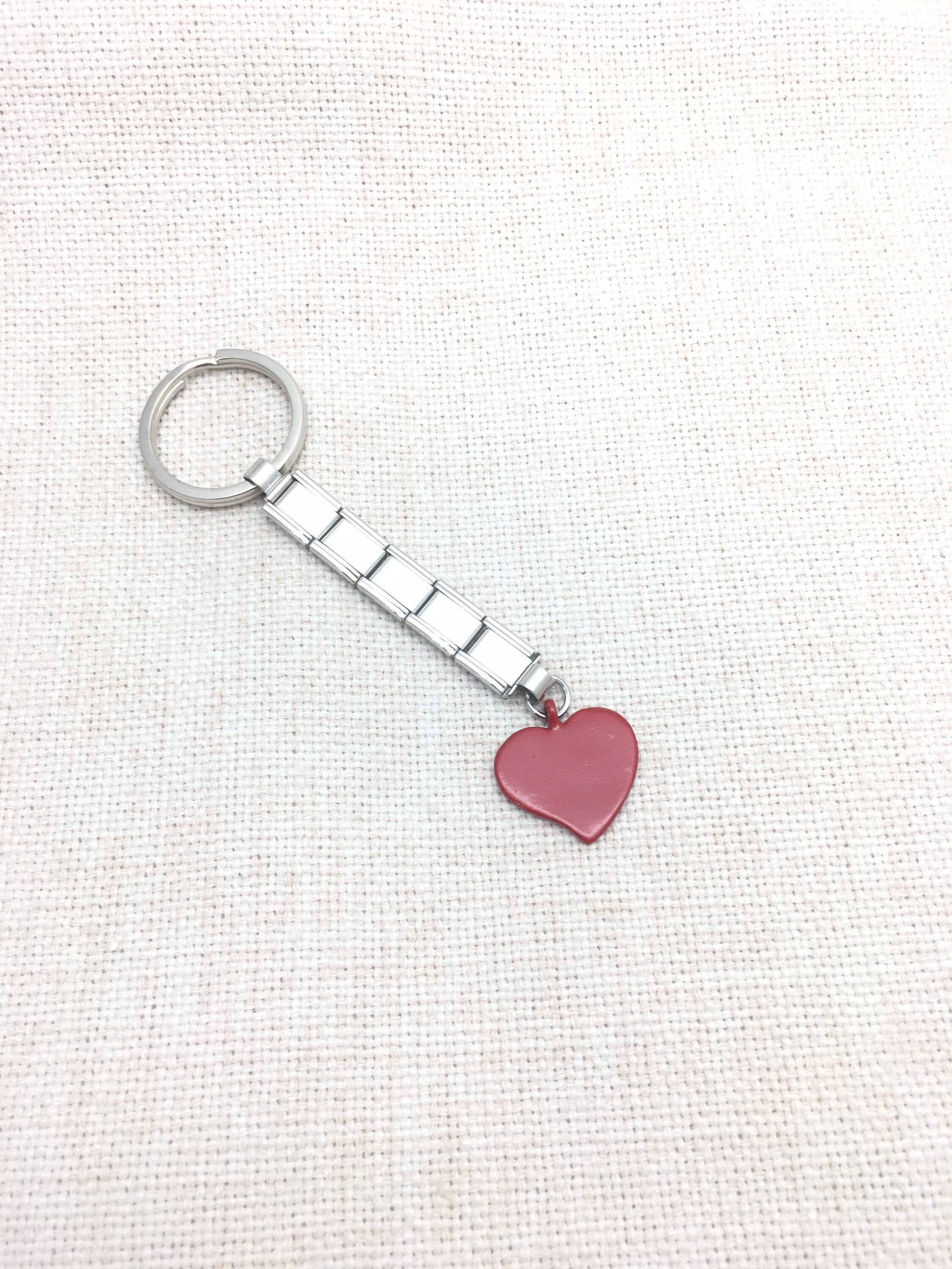 Italian Charm Keychain With Heart 9mm Size Colors Black Blue Etsy