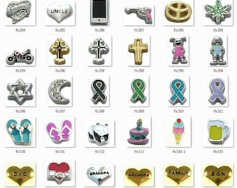 Floating Locket Charms Living Memory Charm Christmas Butterflies Hearts Stars Family and More!