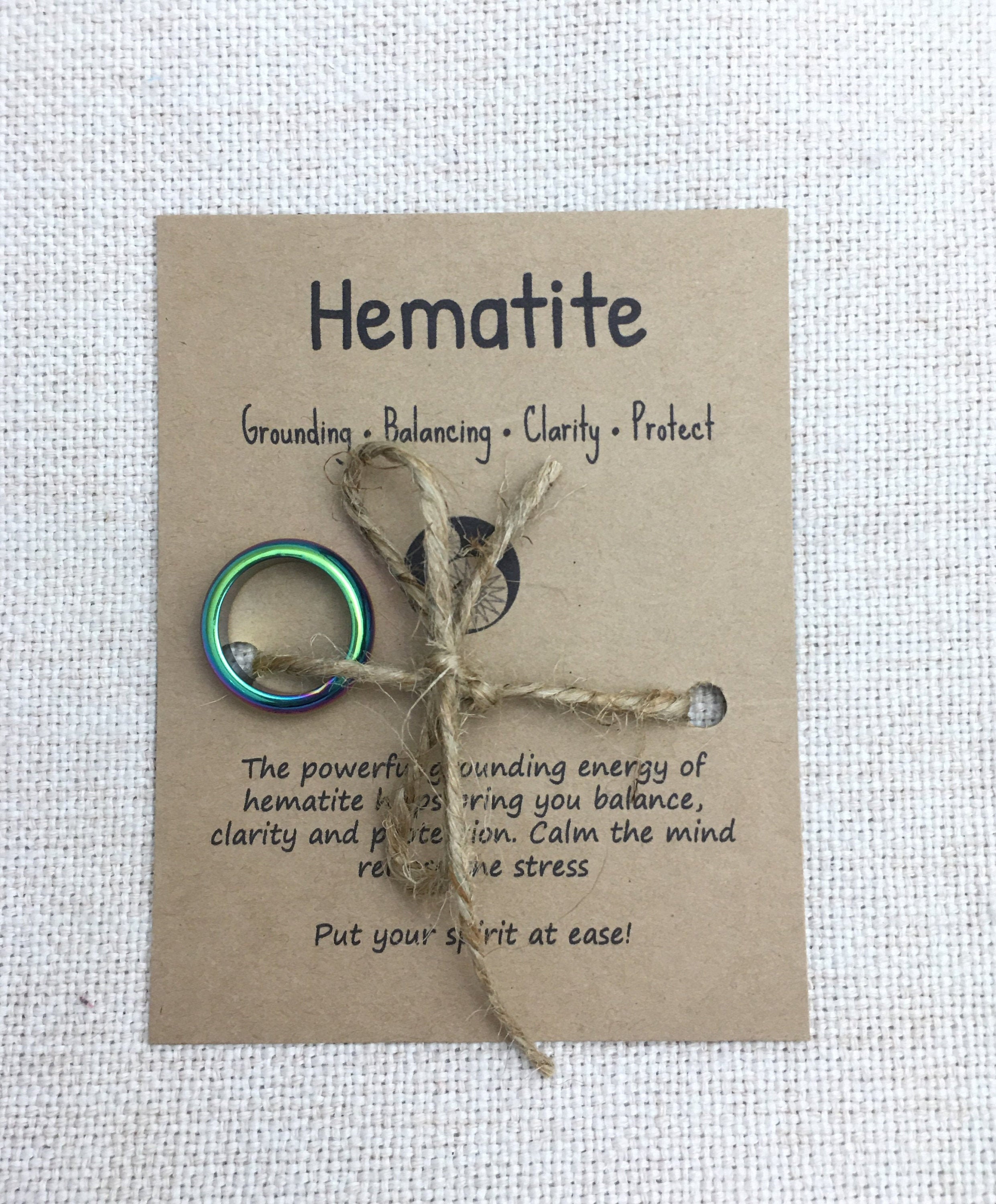Hematite Rainbow Stone Ring Healing Strength Energy Grounding - Etsy