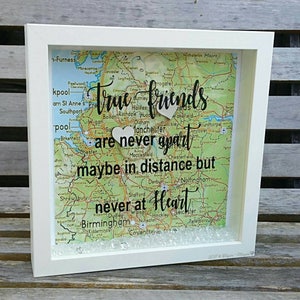 Freunde Box Rahmen, beste Freunde Geschenk, Pen Pals, Umzug Haus Geschenk, handgemachte beste Freunde Geschenk, Karte Rahmen, Working Away Geschenk, Erinnerung,
