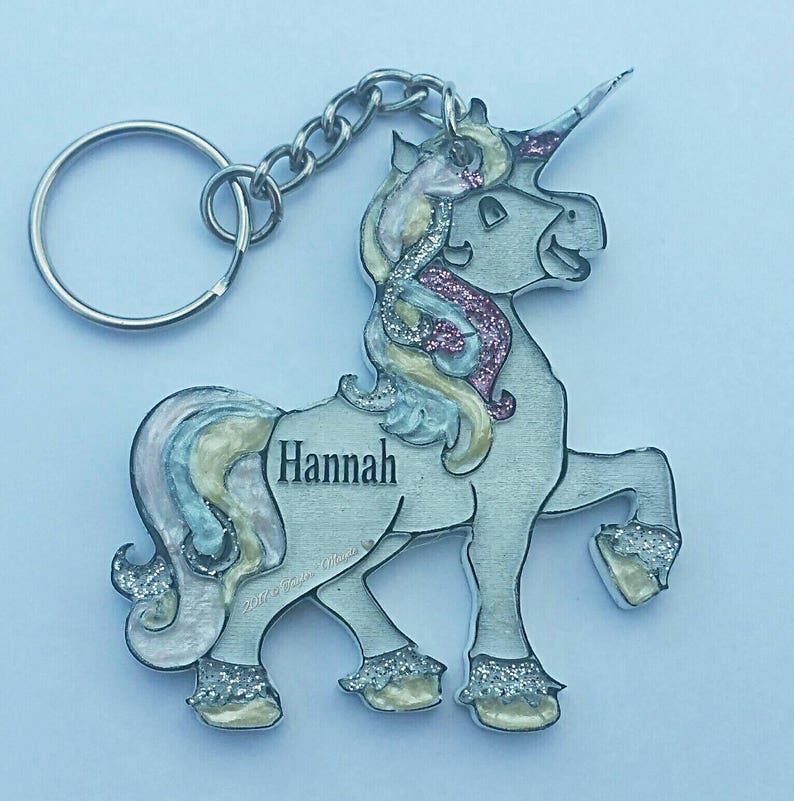 Unicorn Personalised Keychain Magical Keyring Rainbow Key Etsy UK