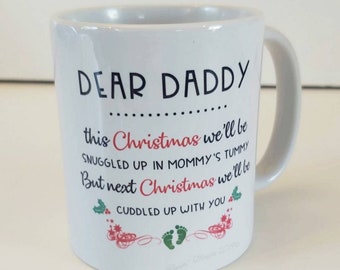 Christmas mugs, daddy to be mug, pregnant mummy, baby bump mugs, mommy to be, Unique Christmas gift, coffee lover, tea belly, hot chocolate,