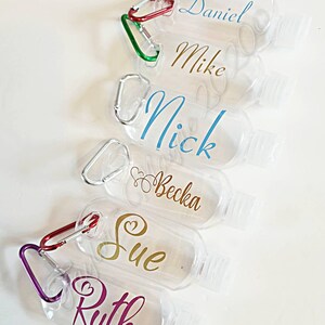 Empty hand gel bottles, personalised hand gel bottle, clip on bottles, hand cream, custom hand bottles, back to school, clip on,