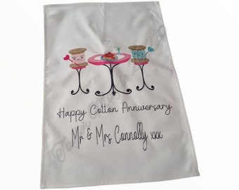 Asciugamano da cucina in cotone per anniversario, asciugamano da cucina personalizzato, asciugamano da cucina personalizzato, regalo per anniversario di matrimonio, anniversario di matrimonio in cotone, idea regalo