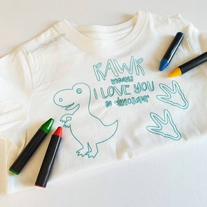 Children&#39;s colouring in tshirt sets, kids birthday gifts, wedding favours, party bag, crafting kits, dinosaur, Unicorn, Custom designs, fun