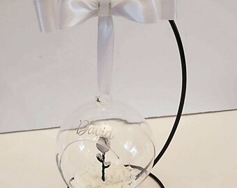 Memorial tree bauble, rememberance tree decoration, bereavement Christmas tree, personalised handmade glass bauble, personalised memorial,