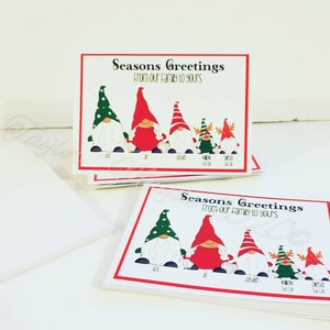 Personalisierte Familie Weihnachtskarten, benutzerdefinierte Gnome Urlaubskarten, Satz von Weihnachtskarten, Saison-Gruß-Karten, glückliche Feiertage Karten, Gonk,