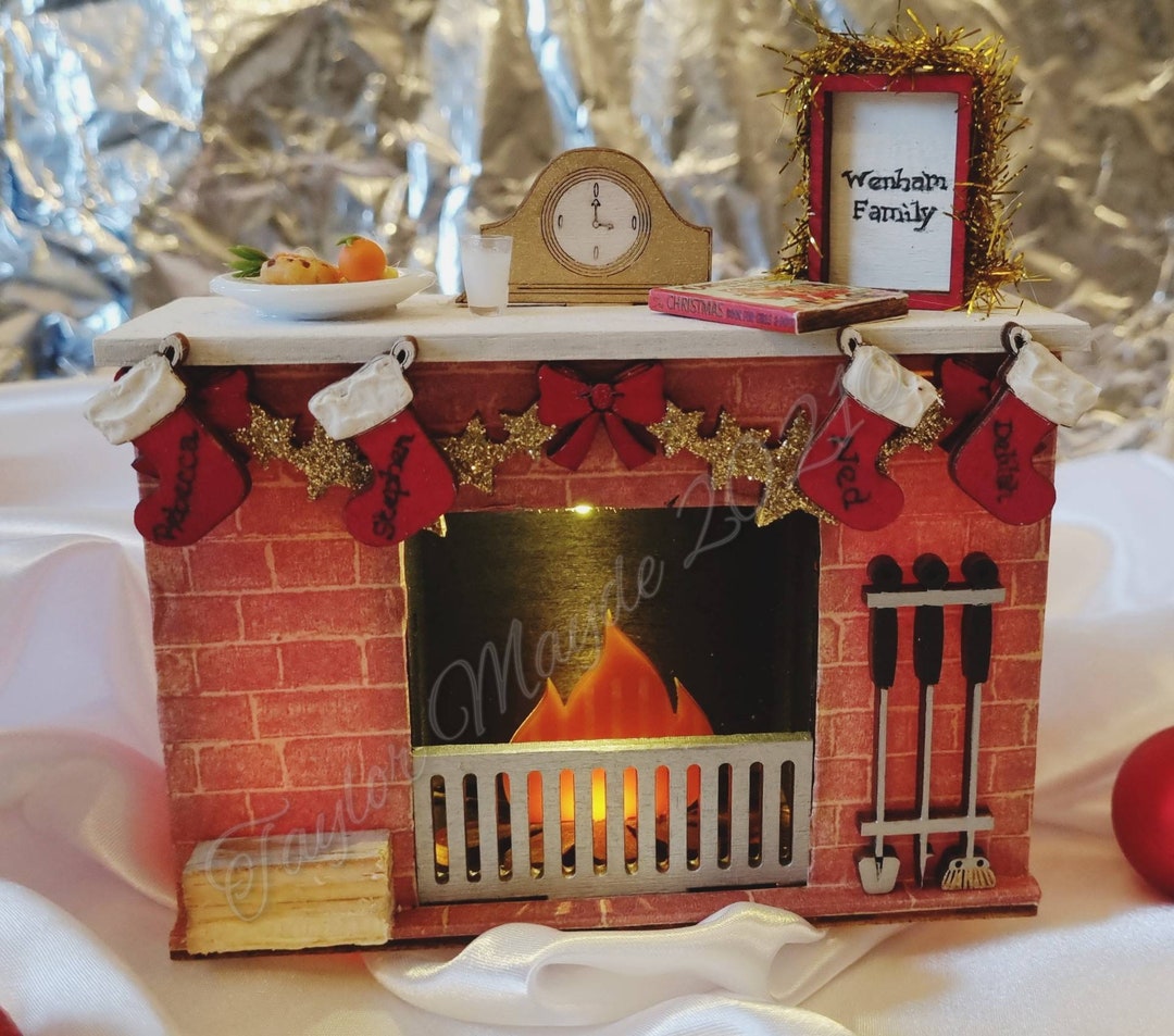 Christmas Fireplace Ornament, Personalised Stockings, Freestanding Xmas ...