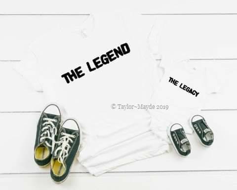 Image of The Legend Tshirt, Lagacy Tshirt, , Tshirt For Dad's, Dad The Legend, Dads Legacy Top, Matching & Child Tshirts, Fun Gifts Dad