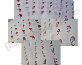 Christmas stickers, initial present stickers, gift stickers, xmas parcel stickers, gift tags, personalised tags, Santa gift stickers,