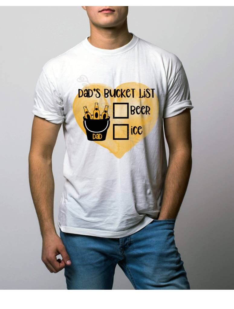 Image of Dad's Beer Tshirt, Custom Father's Tee, Tshirt For Dad's, Dad's Bucket List, Beer, Ice, Fun Gifts Dad, Loving Dads, Mens