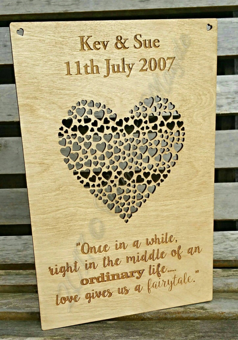 new home birthday wedding, Message hanging plaque personalised wooden anniversary new baby unique gift bespoke present