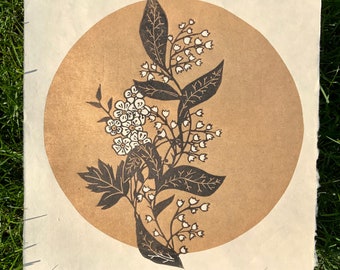 Full Moon Flower May Lily of the Valley/Hawthorne Print