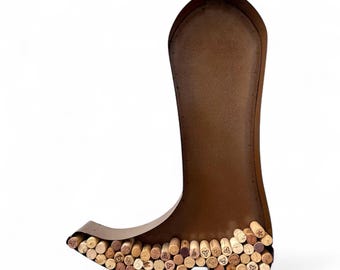 Cowboy Boot Wine Cork Holder: Patina Steel Wall Art