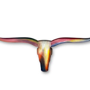 Hand-Painted Steel Longhorn Wall Art – 72” Wide Statement Piece