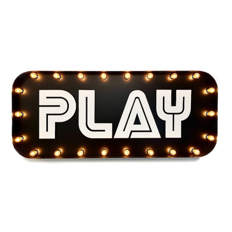 Play Sign Marquee Retro Light up Sign Etsy