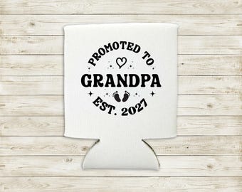 Custom Promoted to Grandpa 2027 Can Cooler: Pregnancy Announcement Gift