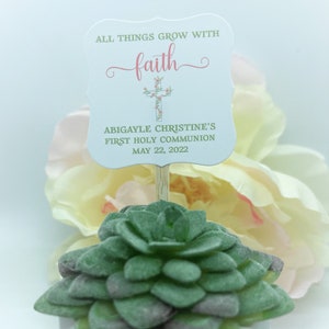 Baptism Succulent Favor, Baby Shower Favor, Plant Favor, Baptism Favor, Cross, Faith, First Holy Communion, Confirmation