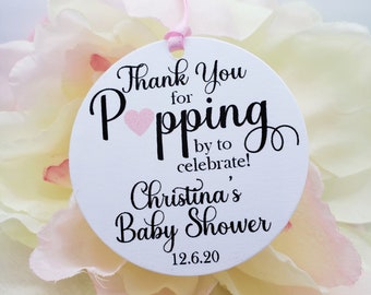 Baby Shower Favor Tags, Popcorn Favor Tags, Thank You for Popping By, Favors for girls, Favors for boys, Treat Tags, Baby Shower Favor Label