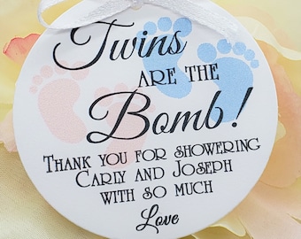 Twins Are The Bomb Baby Shower Favor Tags, Baby Shower Favor Tags For Boys, Bath Bomb Tags, Baby Feet, Twin Girls, Twin Boys