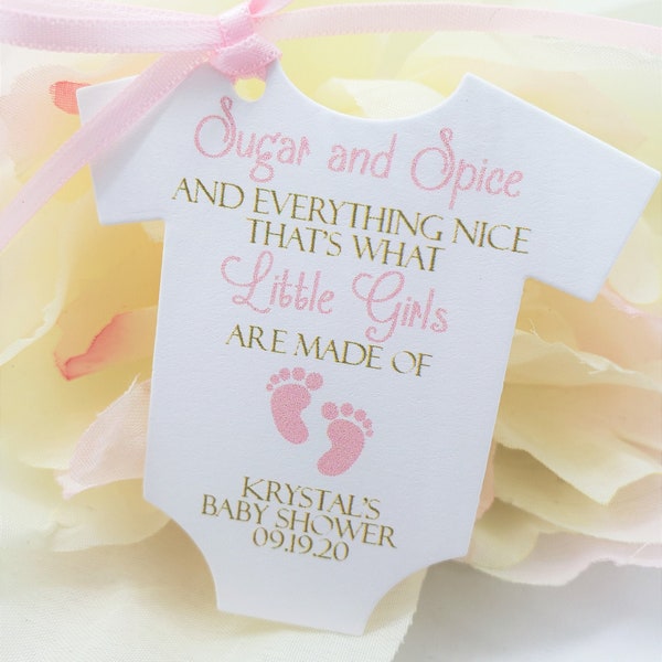 Baby Shower Favor Tag for Girls, Sugar and Spice and Everything Nice, Treat Bag Tags, Thats what Little Girls are made of, Cookie Tags