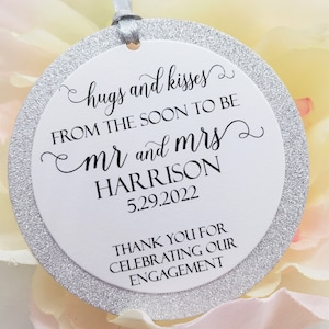 Hugs and Kisses From The Soon To Be Mr and Mrs, Engagement Favor Tags, Engagement Party Favors, Custom Wedding Favor Tags