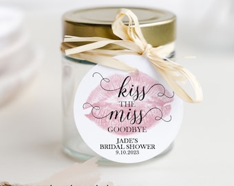 PRINTABLE Kiss the Miss Bridal Shower Tags, Bridal Shower Favor