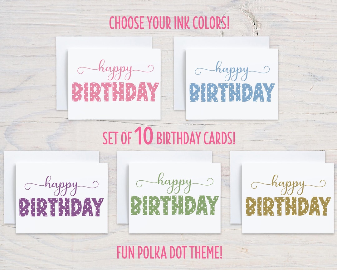 Colorful Assorted Birthday Cards (set of 10) - Etsy