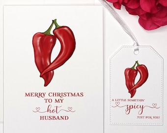 Spicy Christmas Card for Husband with Gift Tag