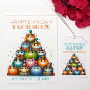 Birthday Card for cat lover with Matching personalized Gift Tag, Birthday Cats, Birthday Gift for Her, Funny Cat Card, Rude