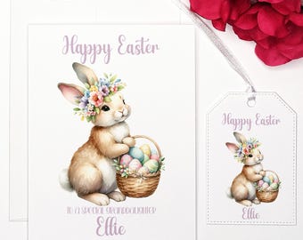 Personalized Granddaughter Easter Card with Matching Gift Tag
