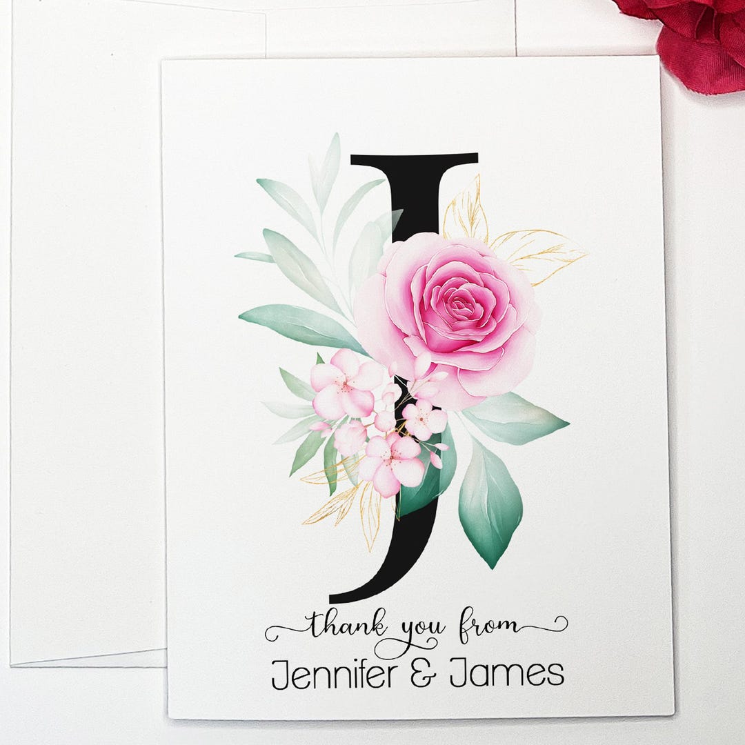 Personalized Floral Thank You Card Set: Wedding Stationery, Set of 8 - Etsy