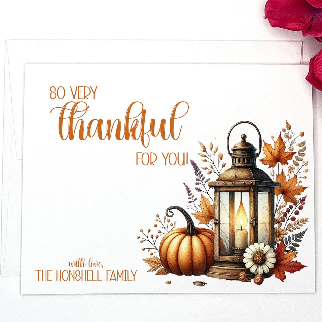 Personalized Thanksgiving Card Set: Thankful Autumn Cards (set of 10 ...