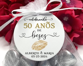 50 Anos de Besos Anniversary Party Tags: Golden Wedding