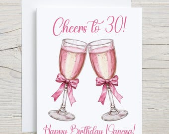 ¡Brindemos por 30 años! Tarjeta de cumpleaños personalizada - celebración con champán