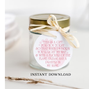 PRINTABLE Baby Shower Candle Favor Tag, Favors for Girls