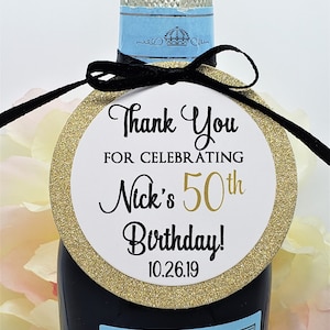 Custom Birthday Mini Wine Bottle Favor Tags, Champagne Favor Tags, 40th, 50th, 60th, Champagne Tags, Birthday Decoration