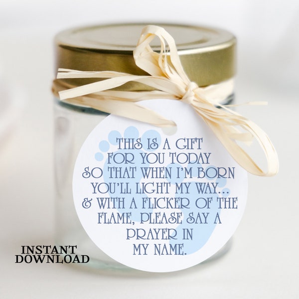 PRINTABLE Baby Shower Candle Favor Tag, Favors for Boys