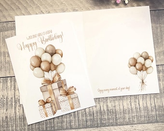 Birthday Balloons Neutral Birthday Card, Beige