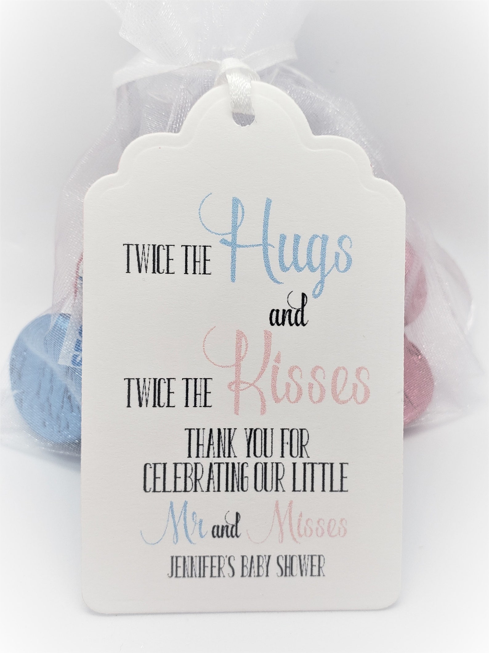 Hugs and Kisses Baby Shower Favor Tags Twins Mr and Misses Etsy