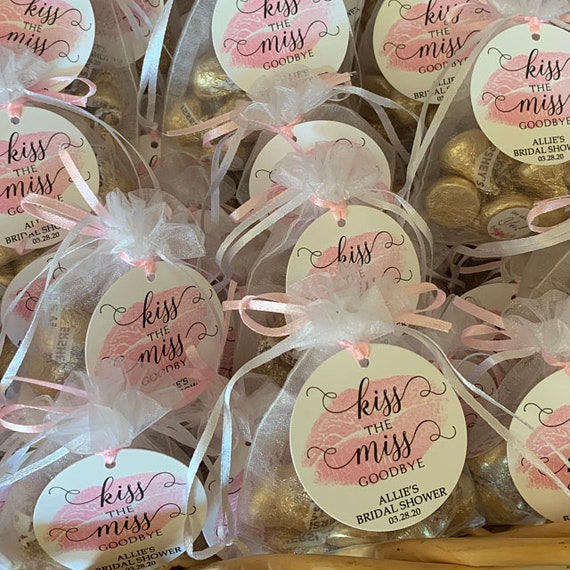 Kiss the Miss Goodbye Bridal Shower Favor Tag Bachelorette Favor