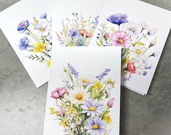 Watercolor Wildflower Notecard Set: Floral Stationery, Blank Inside
