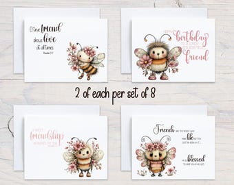 Tarjetas de amistad con temática de abejas (8 unidades)