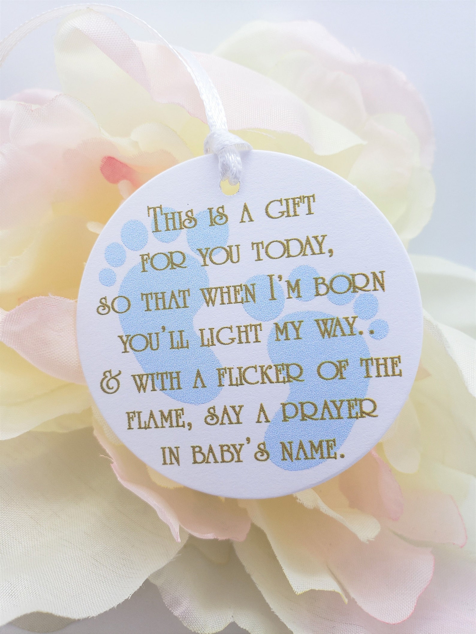 25 Baby Shower Candle Tags Say A Prayer in Babys Name Baby Etsy