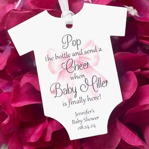 Baby Shower Favor Tag for Girls, Baby Shower Favor, Mini Wine Bottle Tag, Champagne Tag, Pop and Cheer, Pop the Top, Pop the Bubbly